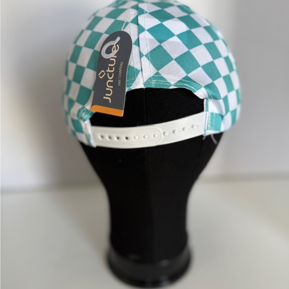 Women’s Checkered Cap with Emoji and Fruit Patches Adjustable Back Band - Picture 2 of 7